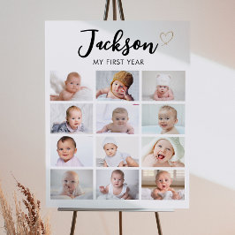 Modernes Baby Foto 1. Geburtstag Milestone Zeichen Poster