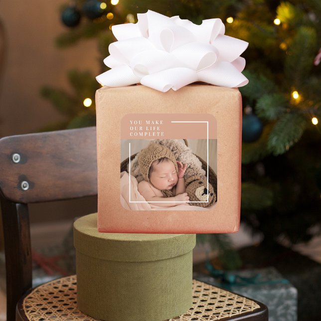 Modernes Baby-Foto | Du machst mein Leben ein komp Quadratischer Aufkleber (Von Creator hochgeladen)