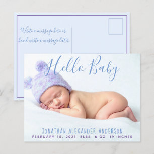 Modernes Baby Foto Geburtsankündigung Postkarte