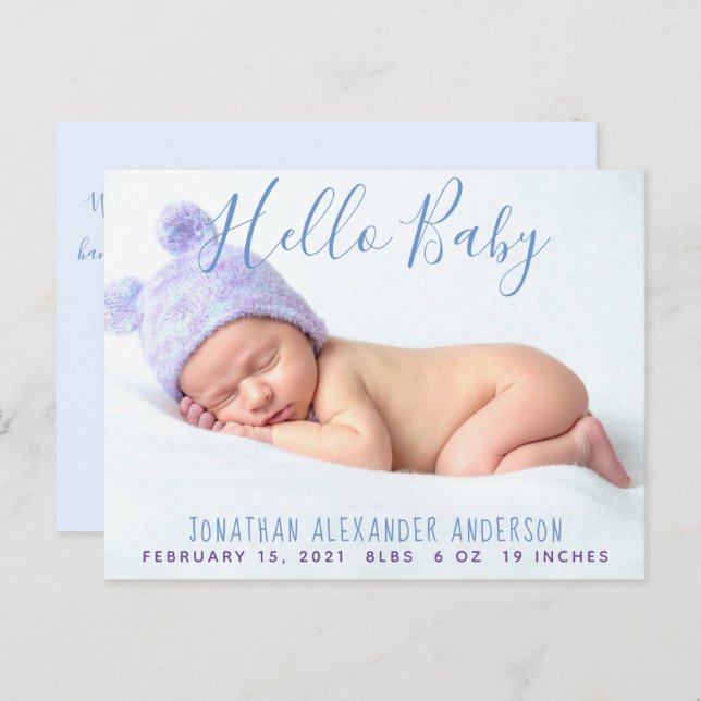 Modernes Baby Foto Geburtsankündigung Postkarte (Vorne/Hinten)