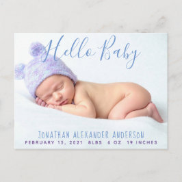 Modernes Baby Foto Geburtsankündigung Postkarte