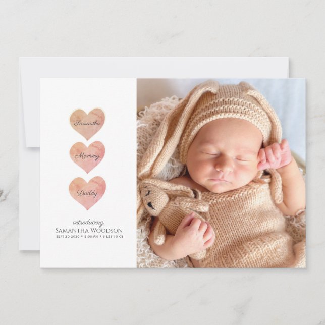 Modernes Baby-Foto - Geburtserklärung Ankündigung (Vorderseite)