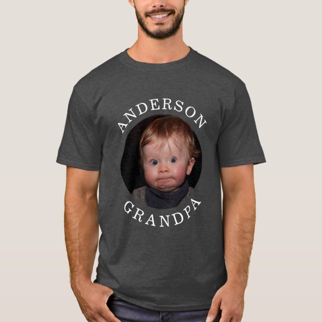 Modernes Baby-Gesicht Personalisiert-Kind-Foto Opa T-Shirt (Vorderseite)