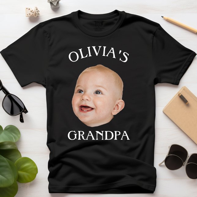 Modernes Baby-Gesicht Personalisiert-Kind-Foto Opa T-Shirt (Von Creator hochgeladen)
