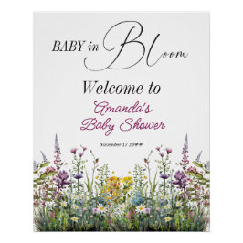 Modernes Baby in Bloom Wildblume Blumenkinderdusch Poster