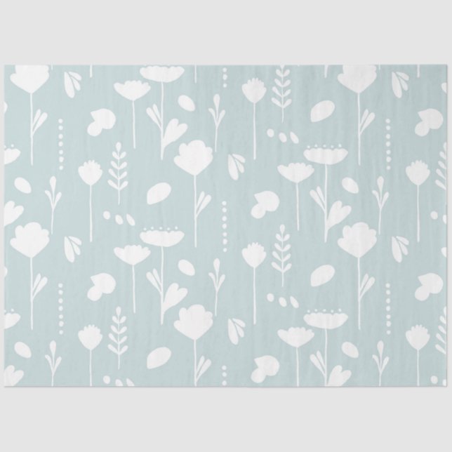Modernes Baby Kinderzimmer Wildblume Floral Blue i Seidenpapier (Vorderseite)