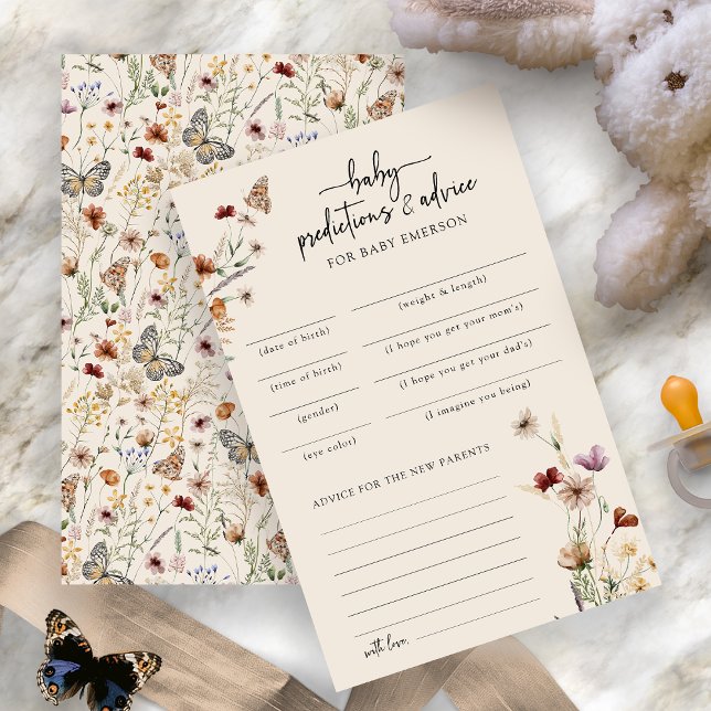 Modernes Baby Shower Advisor Game (Watercolor Wildflower Modern Baby Shower Advice Game Card by Painted Paperie
)