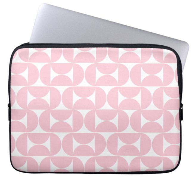 Modernes Babypink und Weißes Muster aus dem Mittel Laptopschutzhülle (Vorderseite)