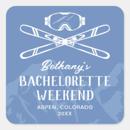 Modernes Bachelorette Skifahren Quadratischer Aufkleber