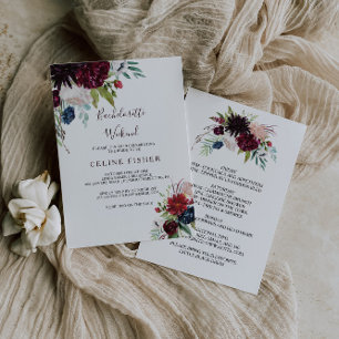 Modernes Bachelorette Weekend der Marine Burgund Einladung