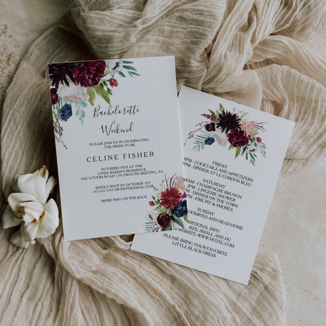 Modernes Bachelorette Weekend der Marine Burgund Einladung (Von Creator hochgeladen)