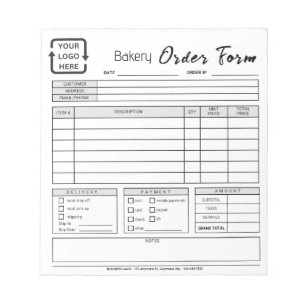 Modernes Bäckereicafé Gray Order Form Notepad Notizblock