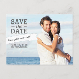 Modernes Banner Save the Date Hochzeitsstift Foto Ankündigungspostkarte