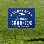 Modernes Bannerboard für den blauen Abschluss Gartenschild<br><div class="desc">Modernes Navy Blue FOTO Abschluss Banner Yard Sign.</div>