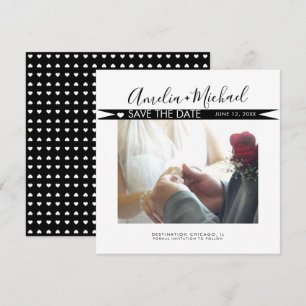 Modernes Bannerherz Save the Date Foto Karte