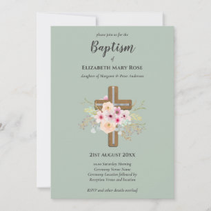 Modernes BAPTISM Christening Bautizo INVITE FLORAL Einladung