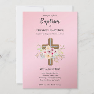 Modernes BAPTISM Christening Bautizo INVITE FLORAL Einladung