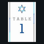Modernes Bar Mitzvah Design - Aquamarin & Schwarz Tischnummer<br><div class="desc">Einfache,  moderne und coole Bar Mitzvah Einladungen mit Star of David Design mit aquamarinen,  schwarz-grauen Akzenten. Personalisieren Sie online mit Ihren Tischnummern oder anderen Bar Mitzvah-Daten</div>
