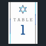 Modernes Bar Mitzvah Design - Aquamarin & Schwarz Tischnummer<br><div class="desc">Einfache,  moderne und coole Bar Mitzvah Einladungen mit Star of David Design mit aquamarinen,  schwarz-grauen Akzenten. Personalisieren Sie online mit Ihren Tischnummern oder anderen Bar Mitzvah-Daten</div>
