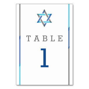 Modernes Bar Mitzvah Design - Aquamarin & Schwarz Tischnummer