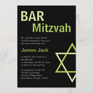 Modernes Bar Mitzvah Einladungs-Grün u. Schwarzes Einladung