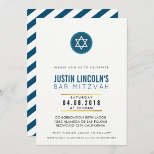 MODERNES BAR MITZVAH Party INVITE cool dunkelblau Einladung