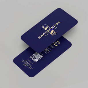 Modernes Barber Midnight Blue Gold Barber's Pole Visitenkarte