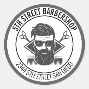 Modernes Barbershop-Logo-Sticker Runder Aufkleber