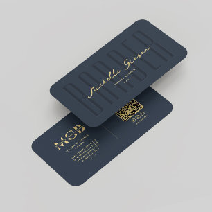 Modernes Barbershop Monogram Elegant Blau Visitenkarte