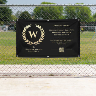 Modernes Barbershop Openings Stunden Gold Banner Z