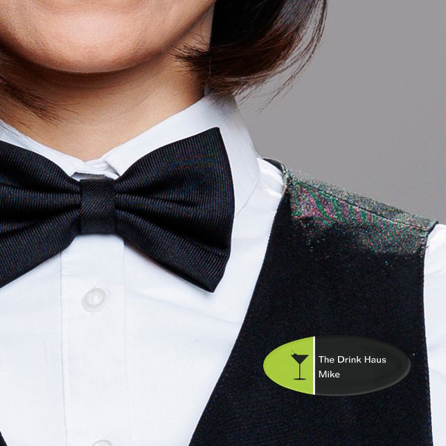 Modernes Barkeeper Cocktailglas-Design Namenschild (Von Creator hochgeladen)