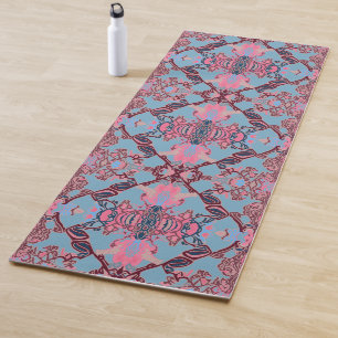 Modernes Barockmuster in Lila rosa Blau Yogamatte