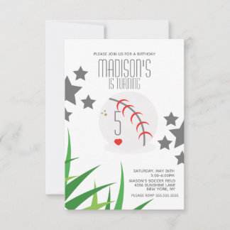 Modernes Baseball Field Birthday Stars Party Einladung