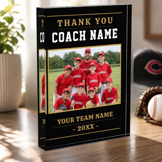 Modernes Baseball-Team Danke Trainer Fotoblock (Von Creator hochgeladen)