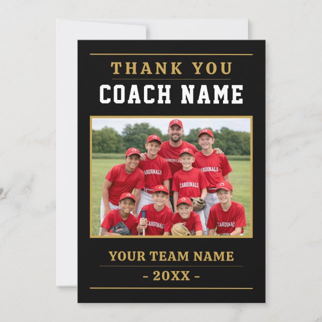 Modernes Baseball-Teamfoto Coach Dankeskarte (Vorderseite)