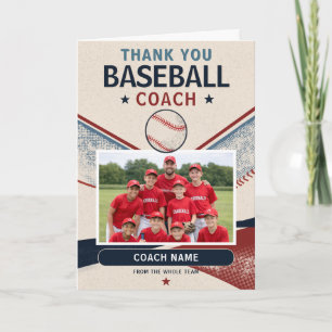 Modernes Baseball-Teamfoto Coach Dankeskarte