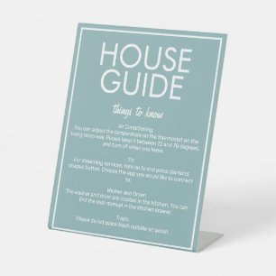 Modernes Basic Aquamarin House Guide Gästeschema Sockelschild