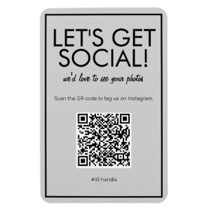 Modernes Basic Gray Social Media QR Code Magnet