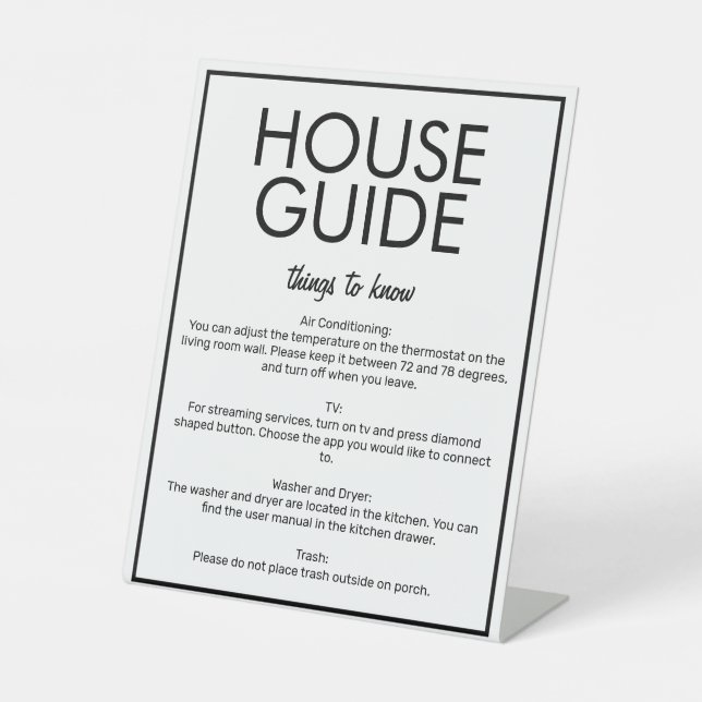 Modernes Basic White House Guide Gästekartenzeiche Sockelschild (Vorderseite)