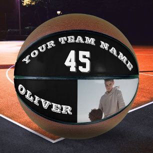 Modernes Basketball mit Teamname Nummer Foto