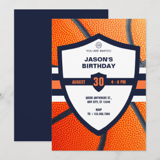 Modernes Basketballlogo zum Geburtstag Einladung