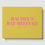 Modernes Bat Mitzvah Niedlich Rosa Gelb Personalis Gästebuch<br><div class="desc">Modernes Bat MitzvahCute Pink und Personalisiertes Gelbes Gästebuch</div>