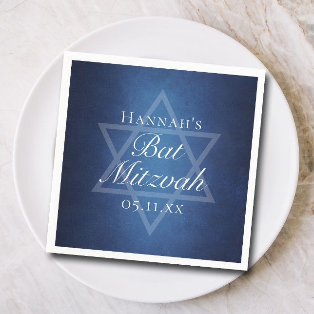 Modernes Bat Mitzvah Party Blue Star von David Cus Serviette (Von Creator hochgeladen)