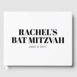 Modernes Bat Mitzvah Schwarz-Weiß Personalisiert Gästebuch<br><div class="desc">Modernes Bat Mitzvah Schwarz/Weiß Personalisiertes Gästebuch</div>