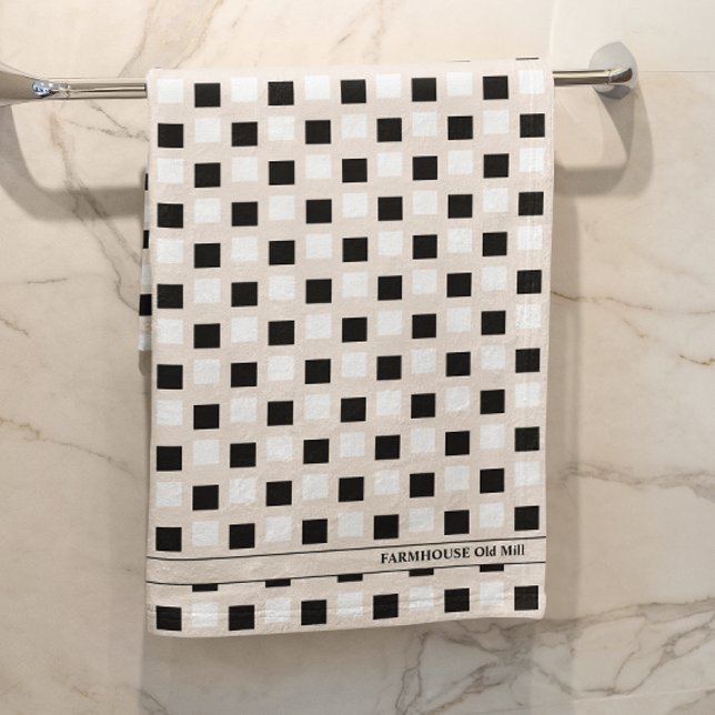 Modernes Bauernhaus Beige Black Bath Handtuch Set (Von Creator hochgeladen)