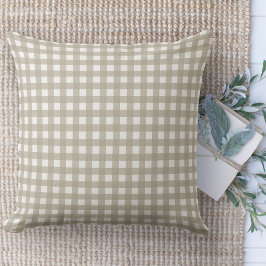 Modernes Bauernhaus Beige und White Gingham Karier Kissen