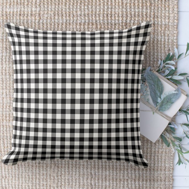 Modernes Bauernhaus Black & White Gingham Couch Kissen (throw pillow farmhouse pillows country black and white gingham plaid throw pillow )