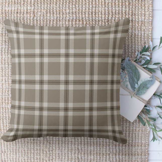 Modernes Bauernhaus Braun und Weiß Karierte Couch Kissen (throw pillow farmhouse pillows country plaid throw pillow brown and beige)