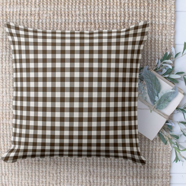 Modernes Bauernhaus Brown & White Gingham Couch Kissen (throw pillow farmhouse pillows country brown and white gingham plaid throw pillow )