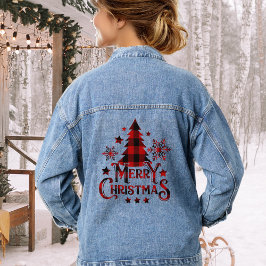 Modernes Bauernhaus Buffalo Kariert Frohe Weihnach Jeansjacke